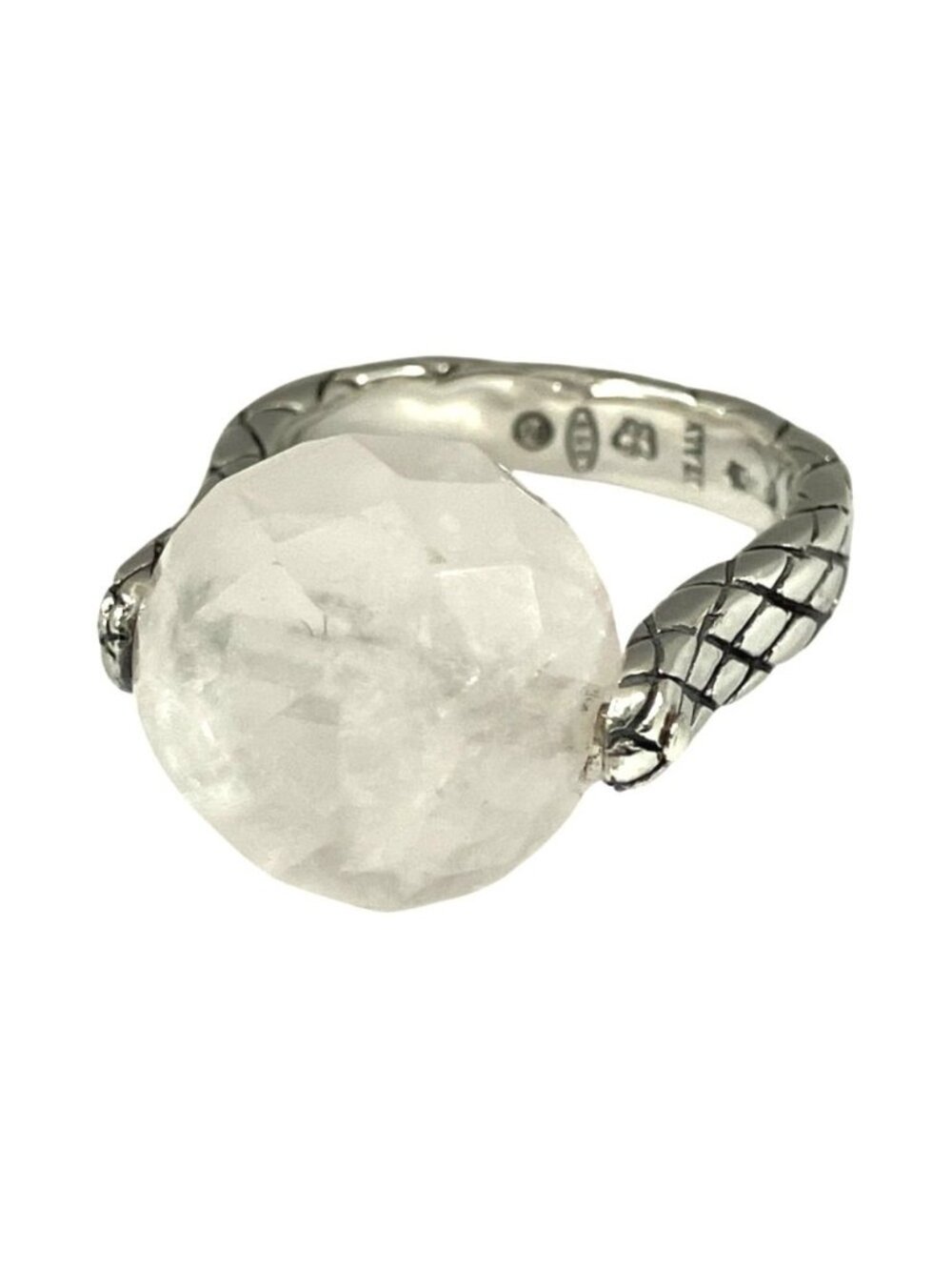 Bottega Veneta Intrecciato Clear Ball Ring Silver